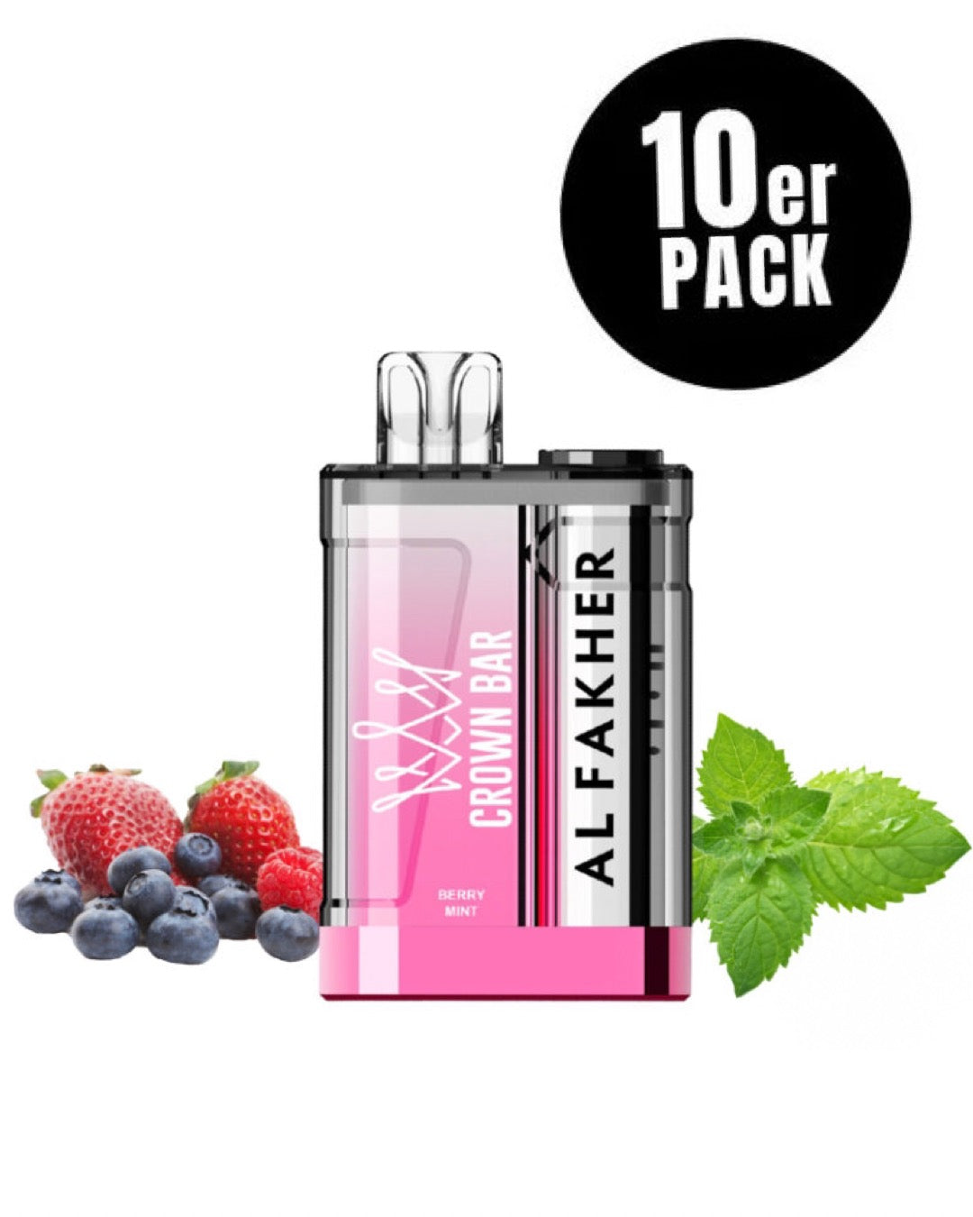 Al Fakher Crown Bar Vape 9000 - Berry Mint - 10er Pack