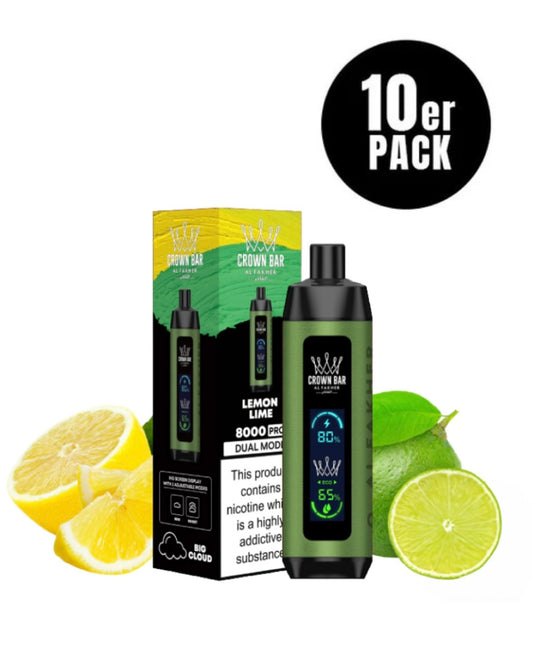 Al Fakher Pro Dual Crown Bar Vape 8000 - Lemon Lime - 10er Pack