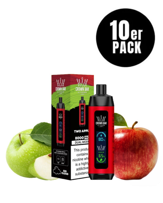 Al Fakher Pro Dual Crown Bar Vape 8000 - Two Apple - Doppelapfel - 10er Pack