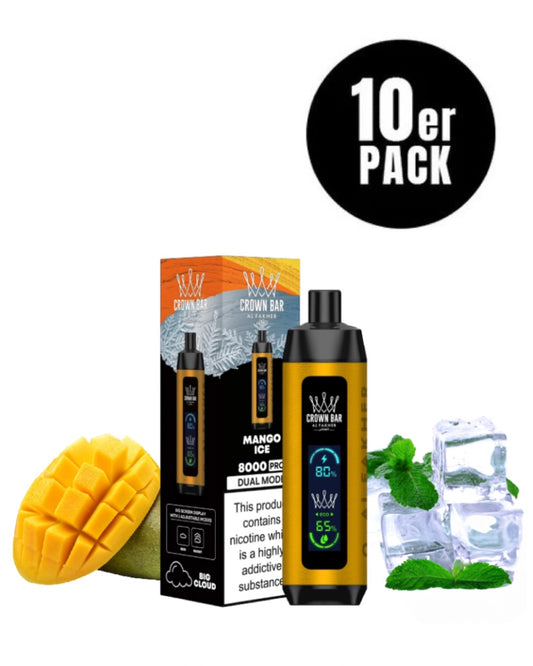 Al Fakher Pro Dual Crown Bar Vape 8000 - Mango Cool - 10er Pack