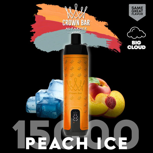 Eine Al Fakher Crown Bar Vape / E-Shisha mit dem Geschmack Peach Ice und 15000 Zügen