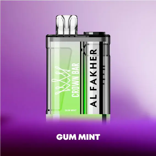 Eine Al Fakher Crown Bar Vape / E-Shisha mit dem Geschmack Gum Mint und 9000 Zügen