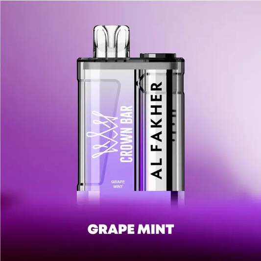 Eine Al Fakher Crown Bar Vape / E-Shisha mit dem Geschmack Grape Mint und 9000 Zügen